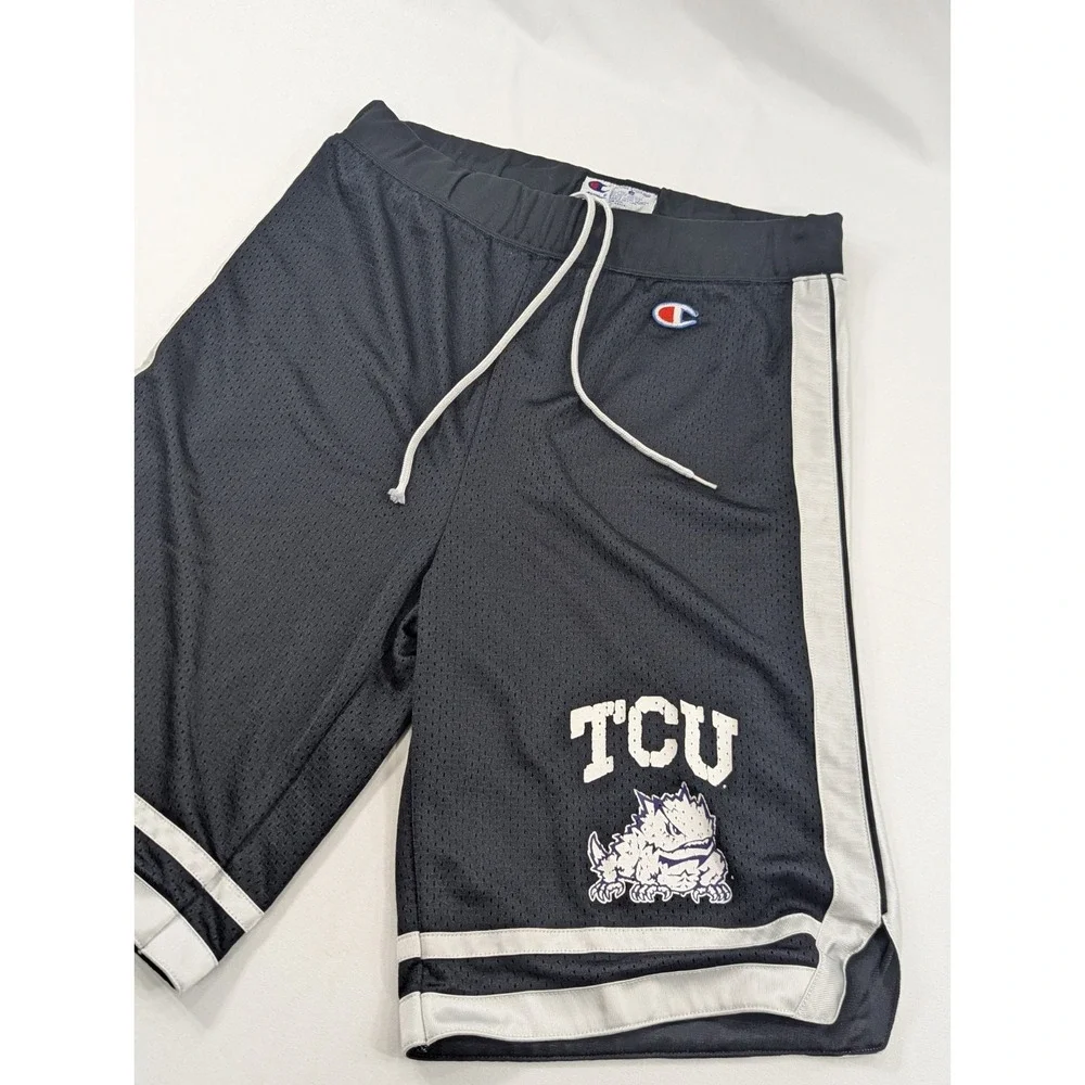 TCU Horned Toads  Football Champion Vintage Black Mesh Shorts Size Small‎